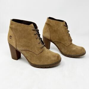 [Timberland] Tillston Tan Chukka High Heel Ankle Boots Chunky Block Heel Size 10